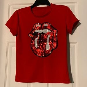 Womens Graphic Tees Red Lip (Rolling Stones)